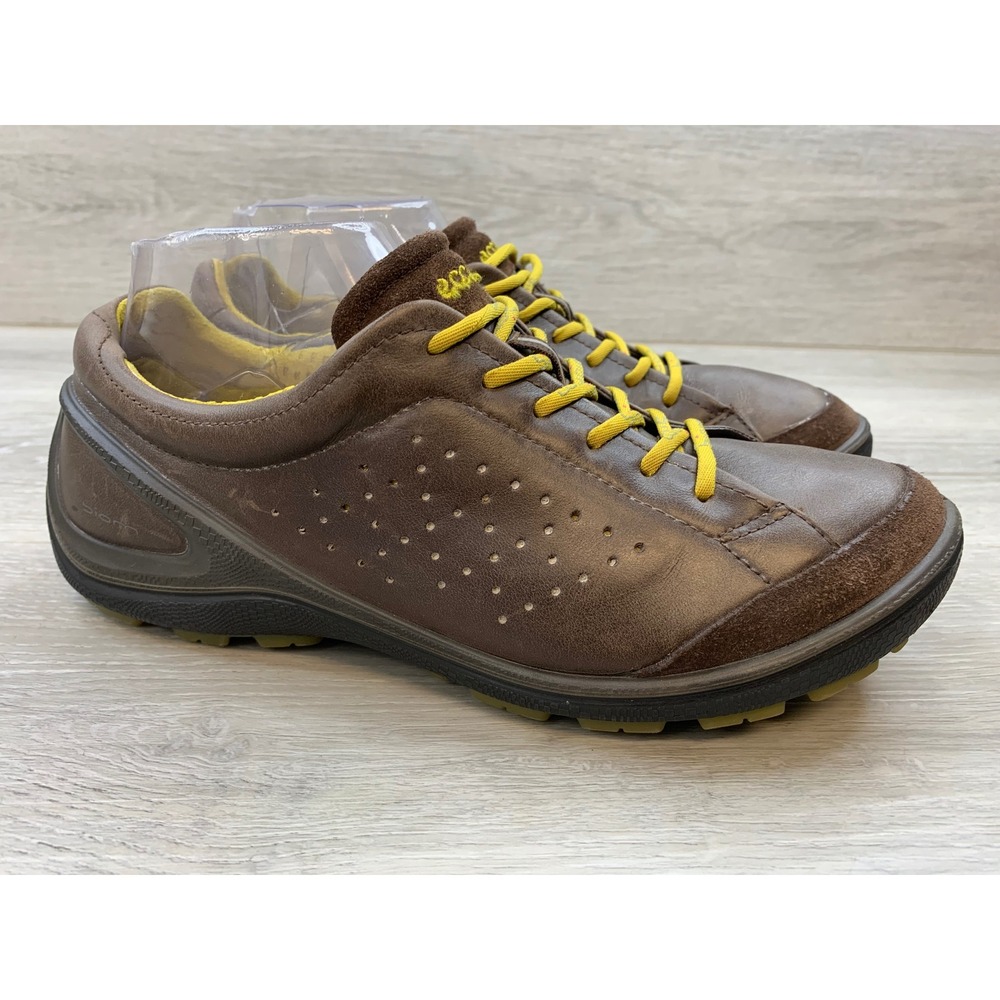 ECCO Biom Natural Motion Brown Leather Women's Walking Shoes 7.5 Yellow Laces